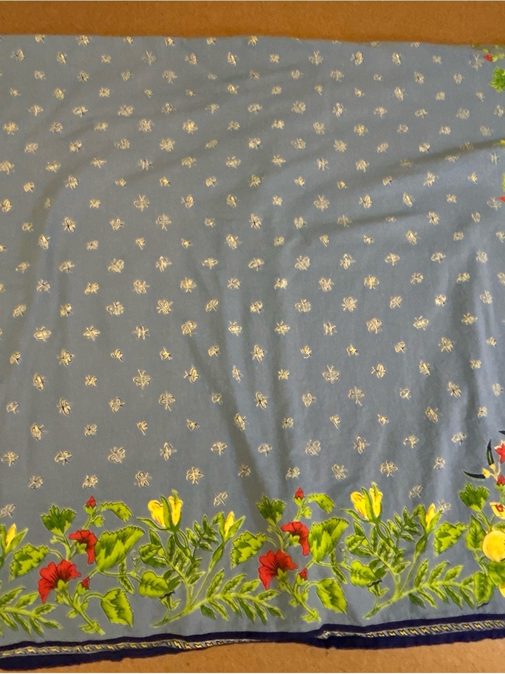 Williams-Sonoma Vintage Provence French Country Blue Floral Tablecloth 70 x 108
